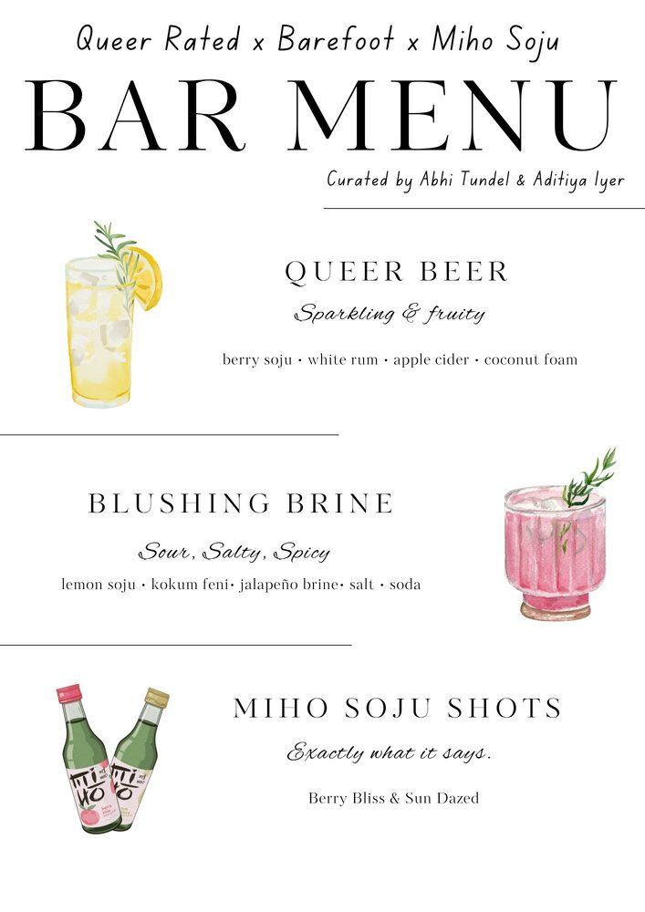 Bar menu
